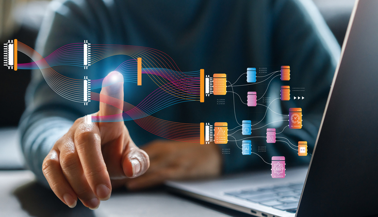 Big data technology and business analytics, Data Mining, business, innovation for futuristic AI to process data, data science, artificial intelligence, analyzing and visualizing complex digital network